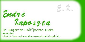 endre kaposzta business card